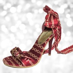 WILD DIVA Satin Ankle Wrap Heeled Sandals BX1.7